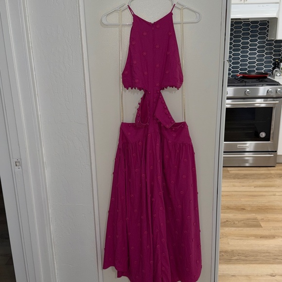 Farm Rio Fuchsia Linen Blend Midi Dress | M - Picture 4 of 16